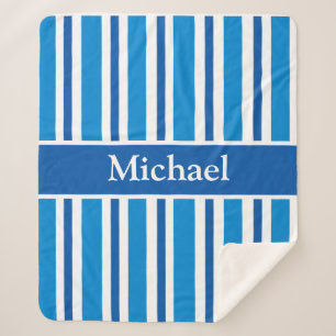Sherpa Couverture BLEU STRIPED PERSONNALISÉE