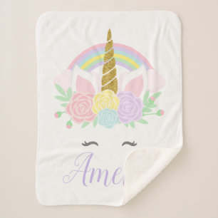 Sherpa Couverture de bébé licorne personnalisée