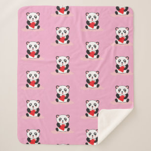 Sherpa Couverture de chasse Kawaii Panda pour enfants