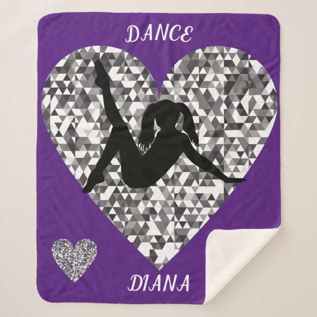 Sherpa Couverture de danse violette avec coeur argenté br (Devant)