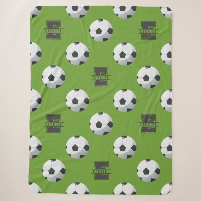 Sherpa Couverture de football avec monogramme et nom – Le (Devant)