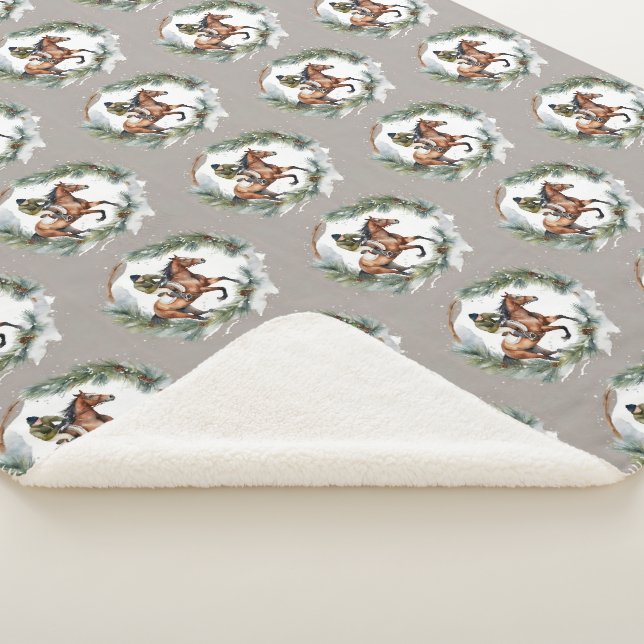 Sherpa Couverture de lancer de cavalier de cheval de Noël (3/4)