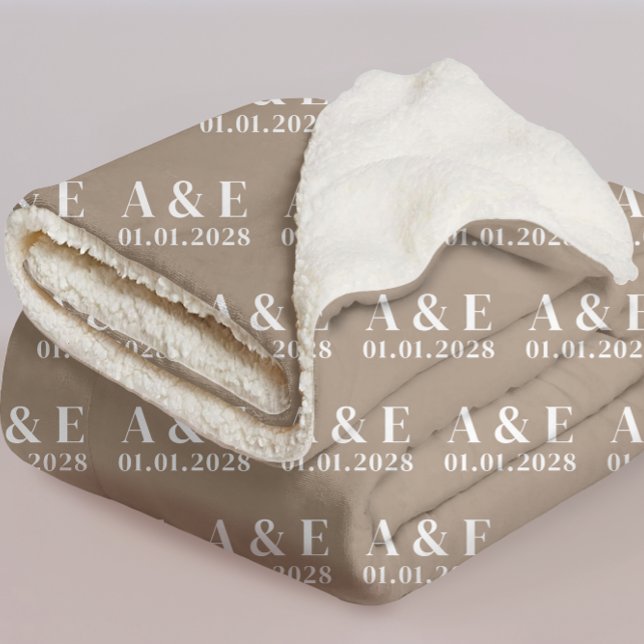 Sherpa Couverture de mariage personnalisée pour couple, m (Personalized wedding sherpa blanket gift for bride, Custom light brown blanket gift for groom, )