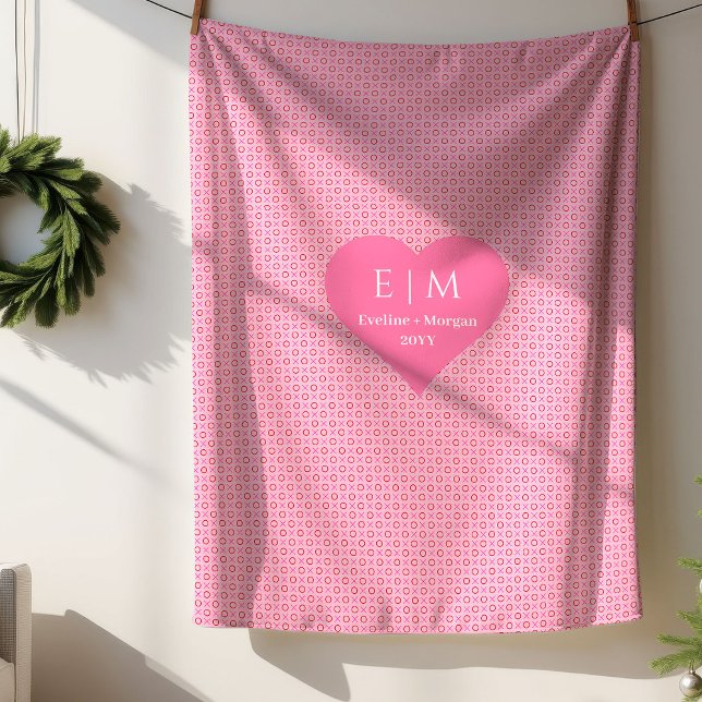 Sherpa Couverture de Saint-Valentin motif cœur romantique (Chic Romantic Heart Pattern Valentine Gift Blanket)