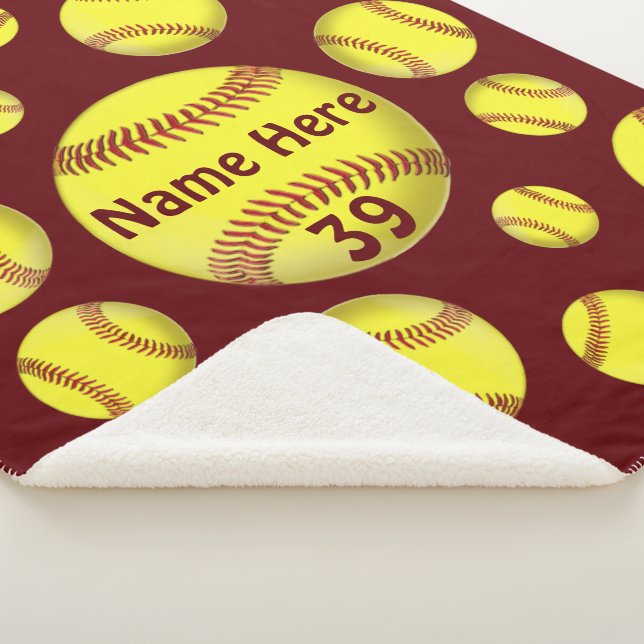 Sherpa Couverture de softball personnalisée, Maroon / Bou (3/4)