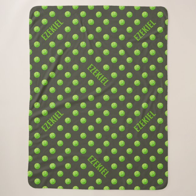 Sherpa Couverture de tennis personnalisée avec nom – Vert (Devant)