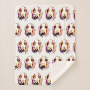 Sherpa Couverture Dessin Visage Chien Basset Funky