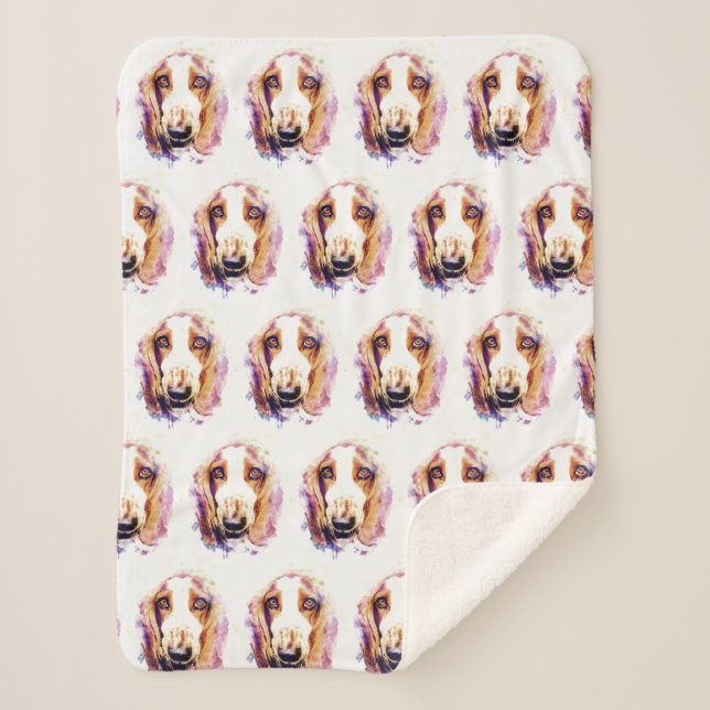 Sherpa Couverture Dessin Visage Chien Basset Funky (Devant)
