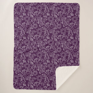 Sherpa Couverture Douillette Fleurs de Lavande Fantaisist