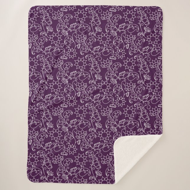 Sherpa Couverture Douillette Fleurs de Lavande Fantaisist (Devant)
