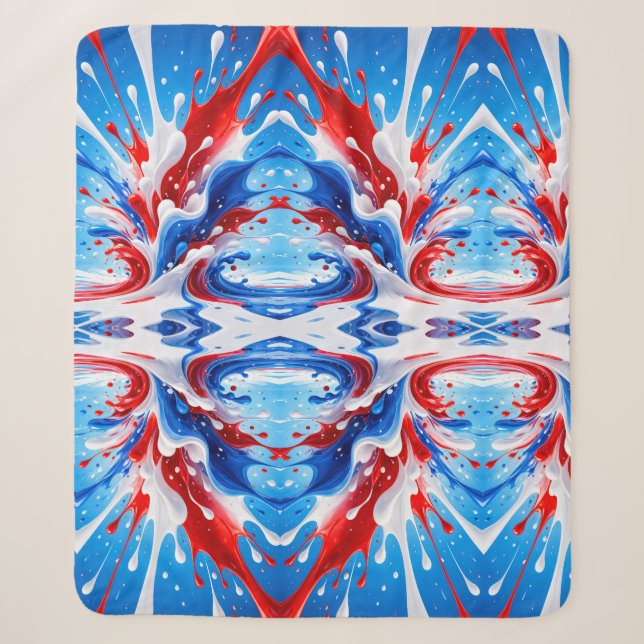 Sherpa Couverture Éclaboussure Rouge Blanc et Bleu (Devant)