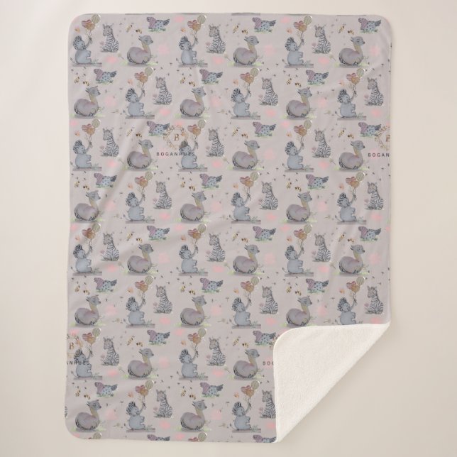 Sherpa Couverture "Eleze Elephant & Polka Hen" Boganhues (Devant)