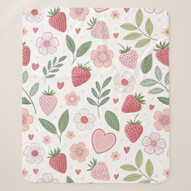Sherpa Couverture en molleton à motif fraise moyenne (Devant)