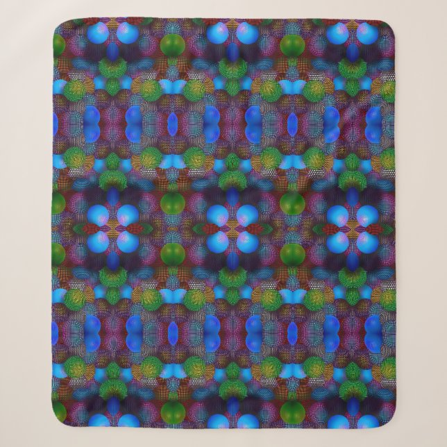 Sherpa Couverture en molleton abstraite kaléidoscope bleu (Devant)