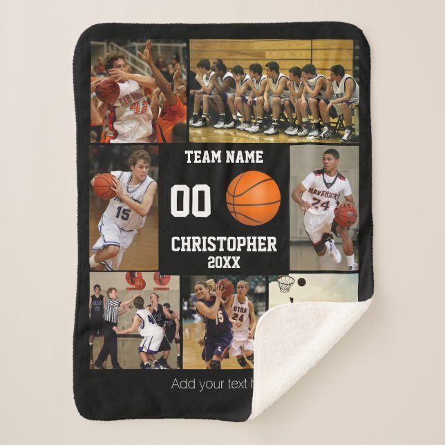 Sherpa Couverture en molleton de collage photo de basket- (Devant)
