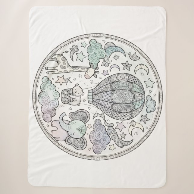 Sherpa Couverture en molleton pastel mandala ballon à air (Devant)