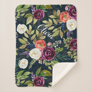 Sherpa Couverture faite sur commande florale de bébé de