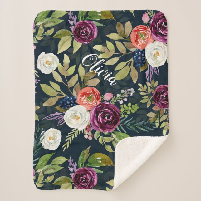 Sherpa Couverture faite sur commande florale de bébé de (Devant)