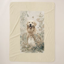 Couverture Fleurie Chat Retriever Doré