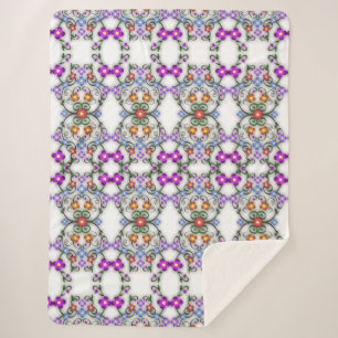 Sherpa couverture fleurie ornementale