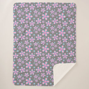 Sherpa couverture fleurs et étoiles