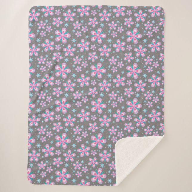 Sherpa couverture fleurs et étoiles (Devant)
