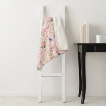 Couverture florale papillon rose