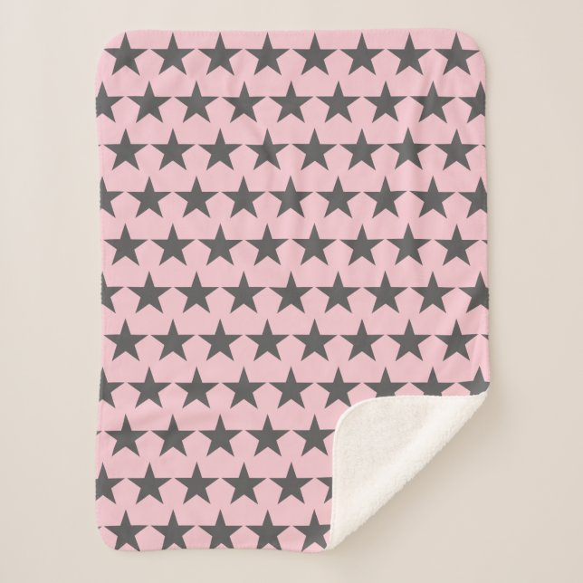 Sherpa Couverture Funky Grey Star Stars Pattern Power (Devant)