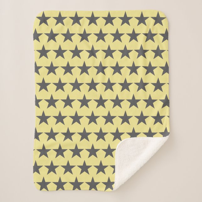 Sherpa Couverture Funky Grey Star Stars Pattern Power (Devant)