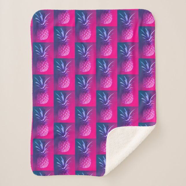 Sherpa Couverture Funky Rose Violet Ananas Délicieux (Devant)