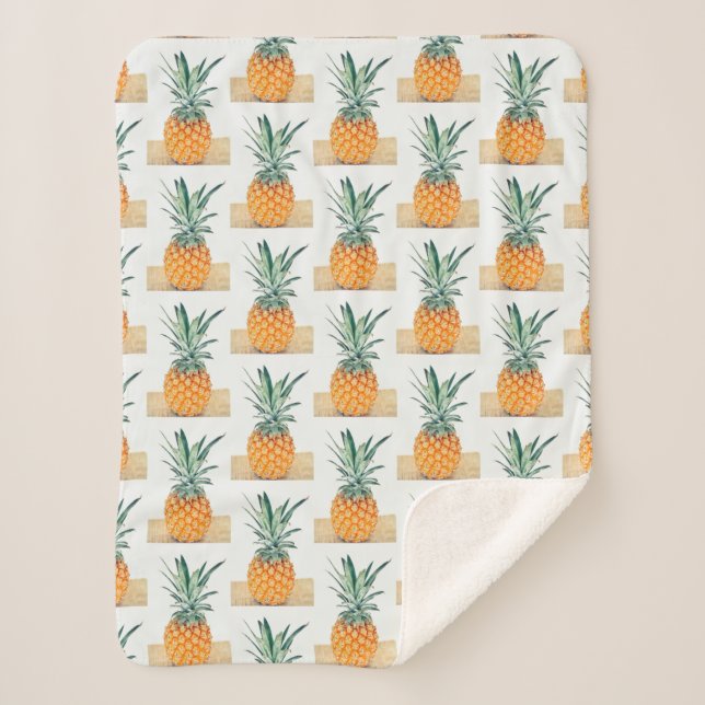 Sherpa Couverture funky vert pâle jaune Ananas Délicieux (Devant)