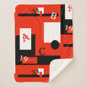 Sherpa Couverture jetée en art abstrait rouge noir blanc