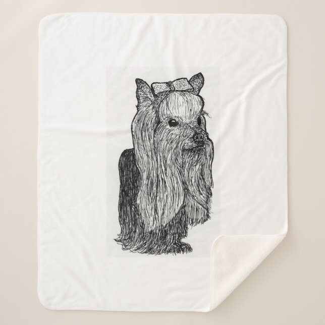 Sherpa Couverture jetée monochrome portrait Yorkie (Devant)