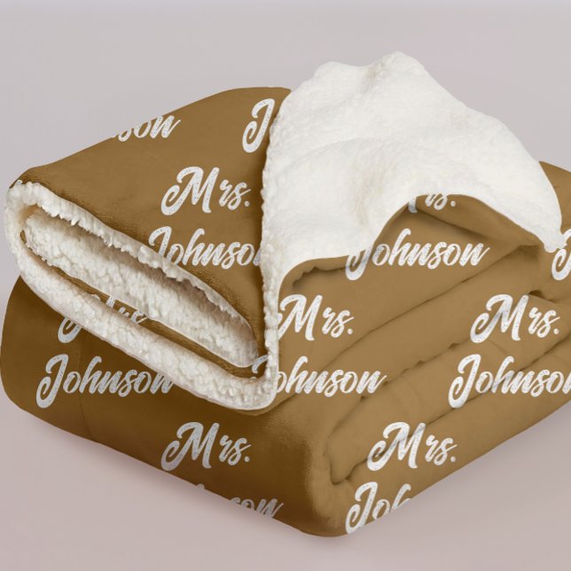 Sherpa Couverture marron personnalisée Mr & Mrs pour cade (Personalized couple blanket gift for wife, Custom newlywed blanket gift for husband, wedding favor,)