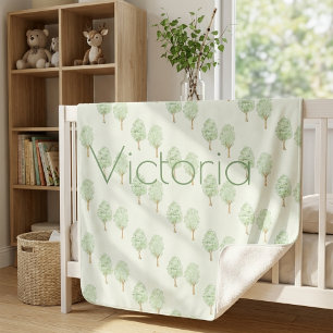Sherpa Couverture personnalisée avec arbres aquarelle pou