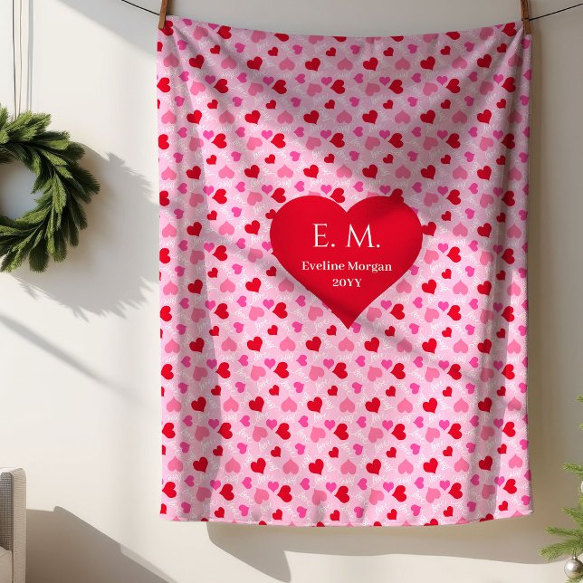 Sherpa Couverture personnalisée Cœurs Rouges Élégants Cad (Elegant Red Hearts Love Gift Personalized Blanket)