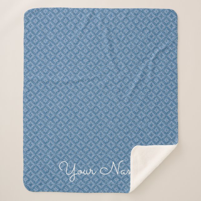 Sherpa Couverture Personnalisée Nom Géométrique Bleu (Devant)
