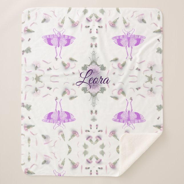 Sherpa Couverture personnalisée papillon avec nom (Devant)