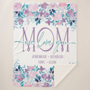 Sherpa Couverture personnalisée pour maman aux fleurs bla