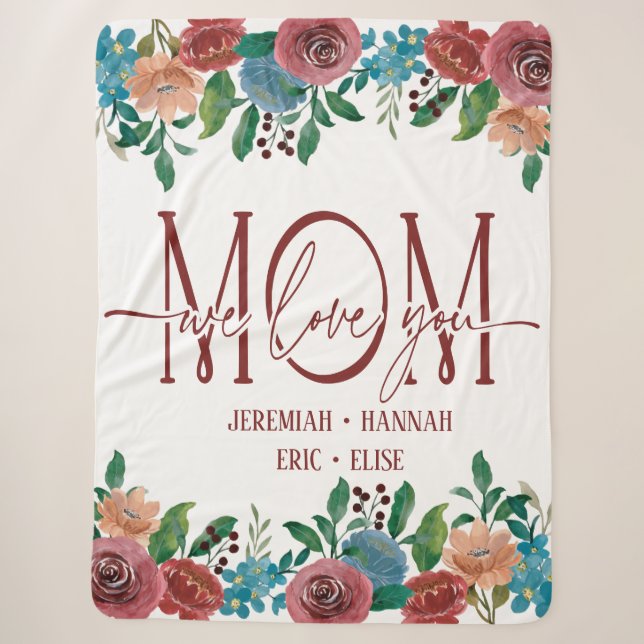 Sherpa Couverture personnalisée pour maman avec fleurs ro (Devant)