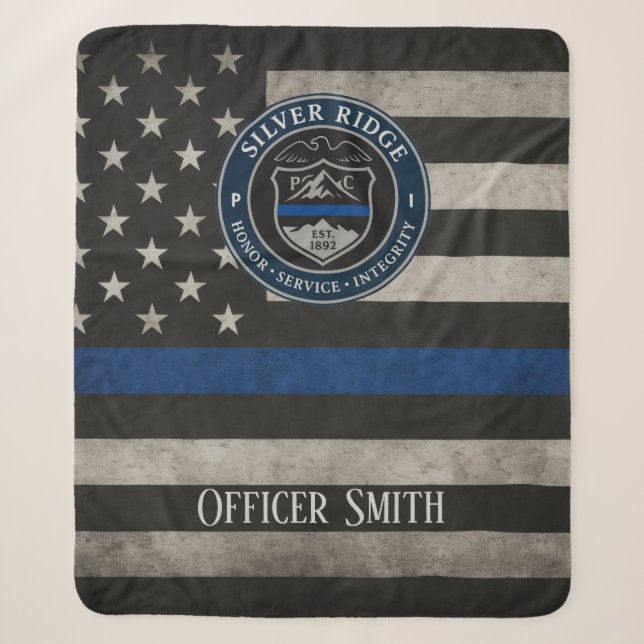 Sherpa Couverture personnalisée Thin Blue Line pour la po (Devant)