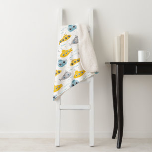 Sherpa Couverture pour enfants Motif sous-marin jaune