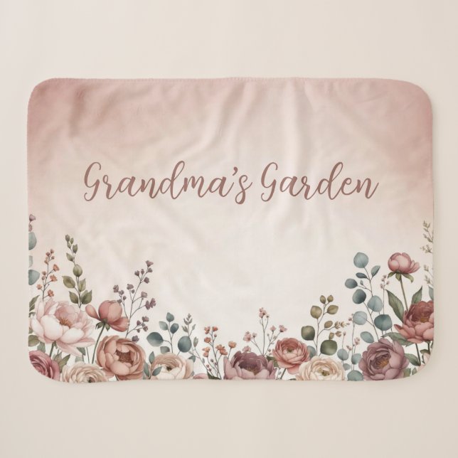 Sherpa Couverture Rose Pâle pour Grand-Mère (Devant (Horizontal))