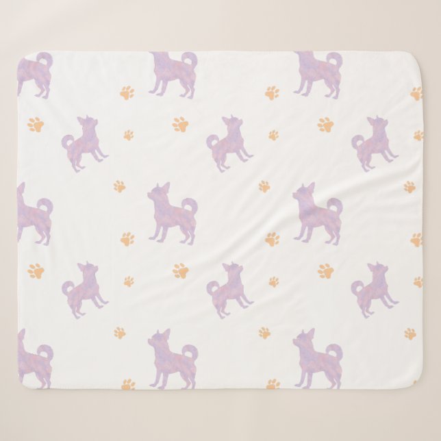 Sherpa Couverture silhouette de chihuahua lavande minimal (Devant (Horizontal))