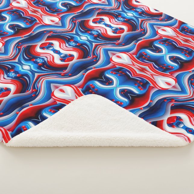 Sherpa Couverture Tourbillon Rouge Blanc et Bleu (3/4)