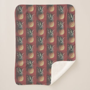 Sherpa Couverture Yummy Funky Ananas Rouge Pâle