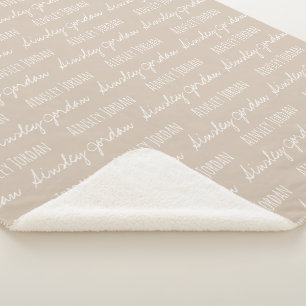 Sherpa Crème neutre Nom de couverture bébé répété
