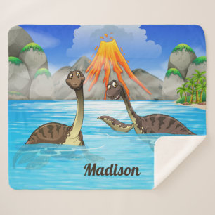 Sherpa Cute Dinosaures nom personnalisé couverture