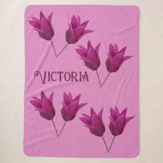 Sherpa Cute Victoria nom rose tulip fleurs couverture