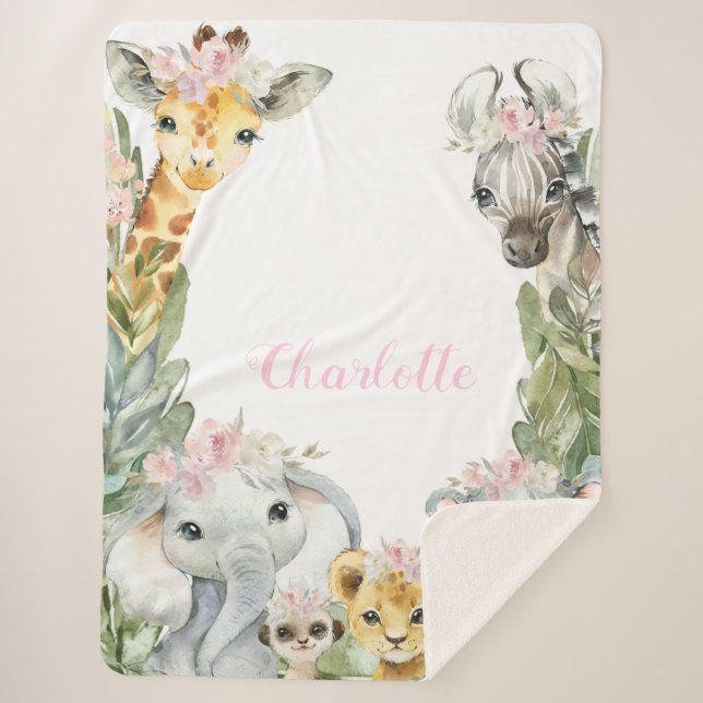 Sherpa Fillette Safari Couverture bébé (Devant)